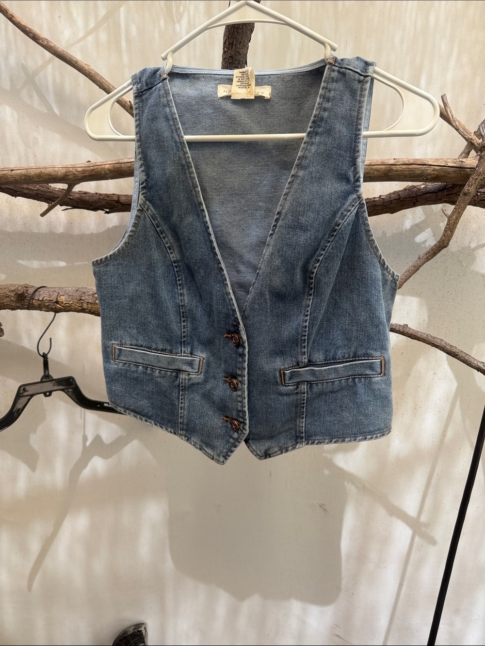 Denim Vest - Blue Sleeveless Button-Front Waistcoat